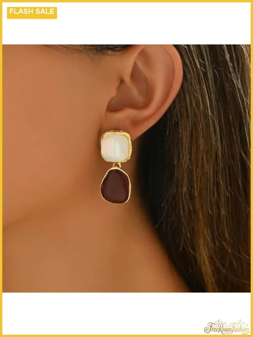 Gold Tone Alloy Geometric Drop Dangle Earrings Minimalist Lightweight Pendant